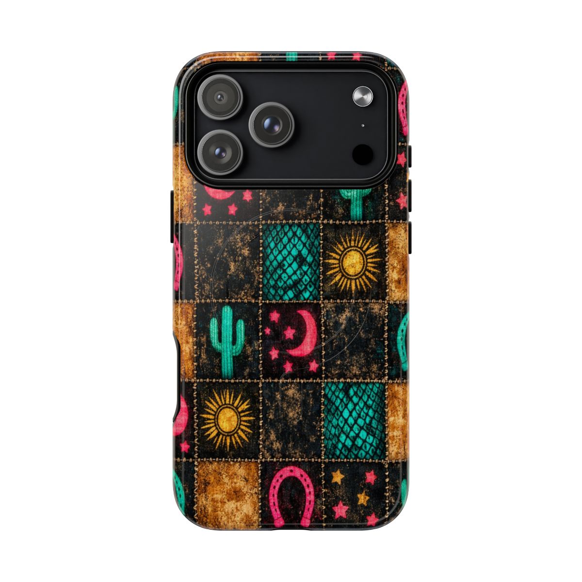 Neon Cactus Patchwork Magnetic Case