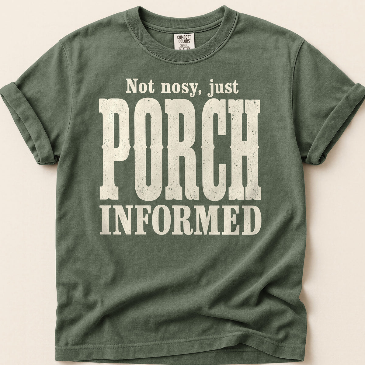 Porch Informed T-shirt on Moss