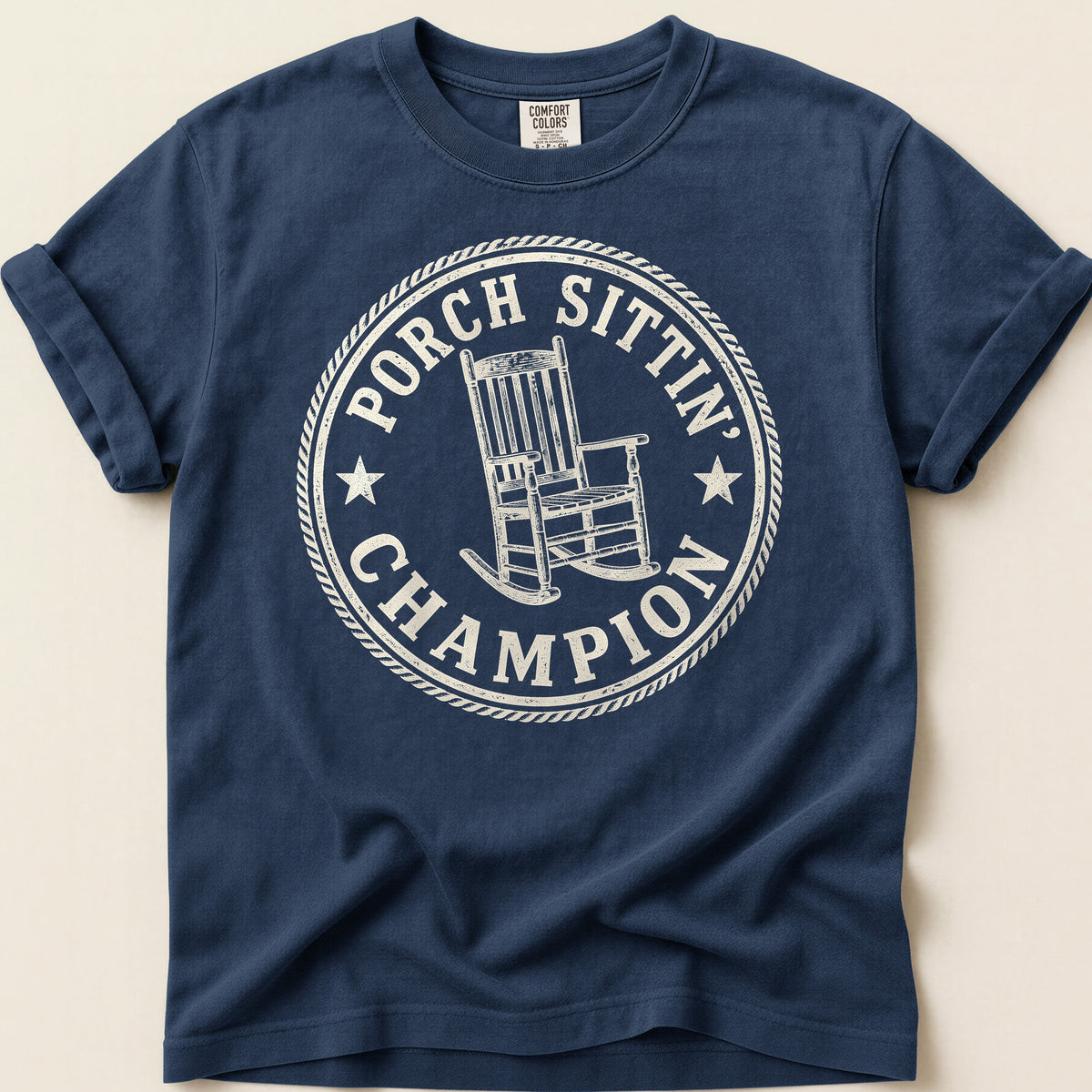 Porch Sittin Champion T-shirt on Navy
