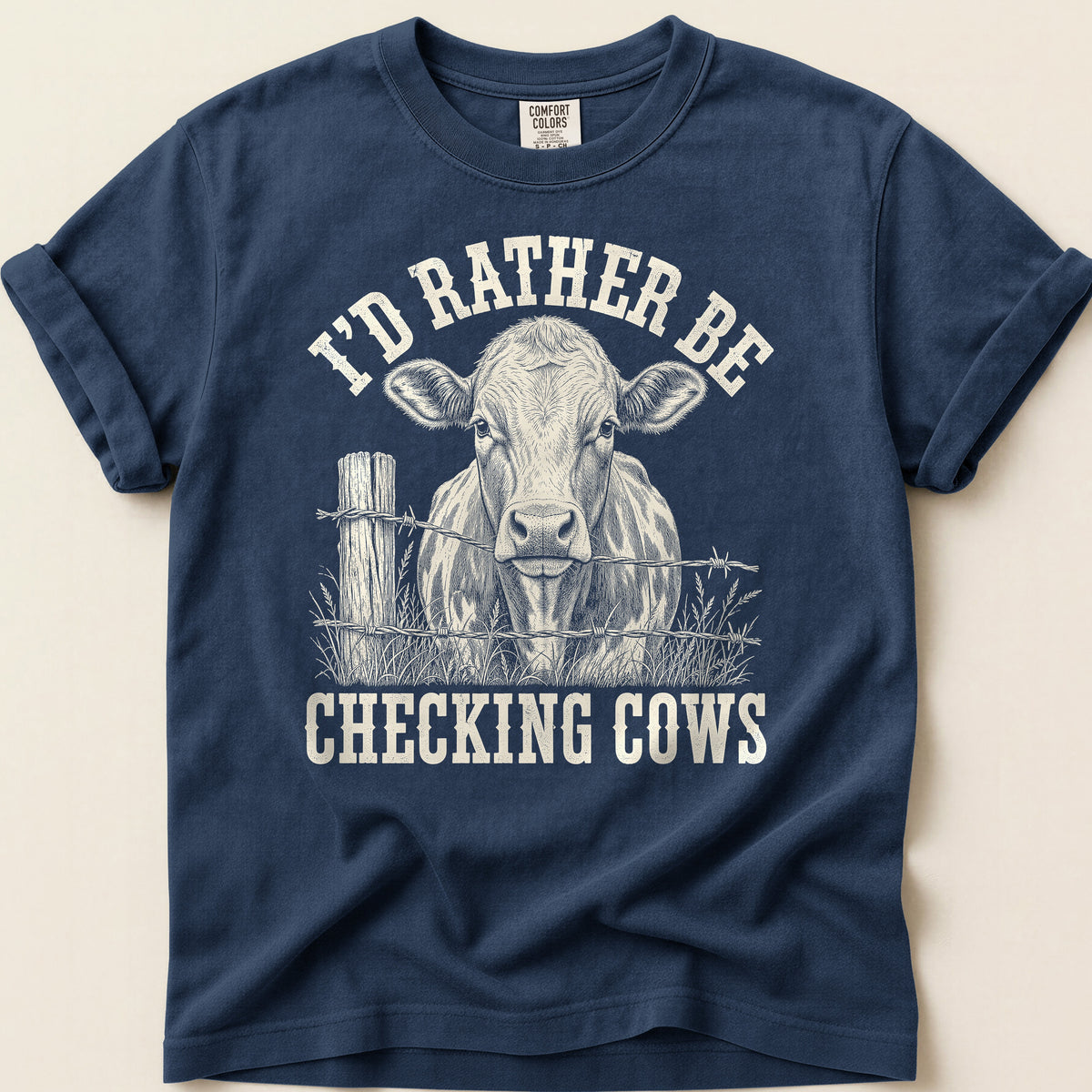Rather Be Checking Cows T-shirt on Navy