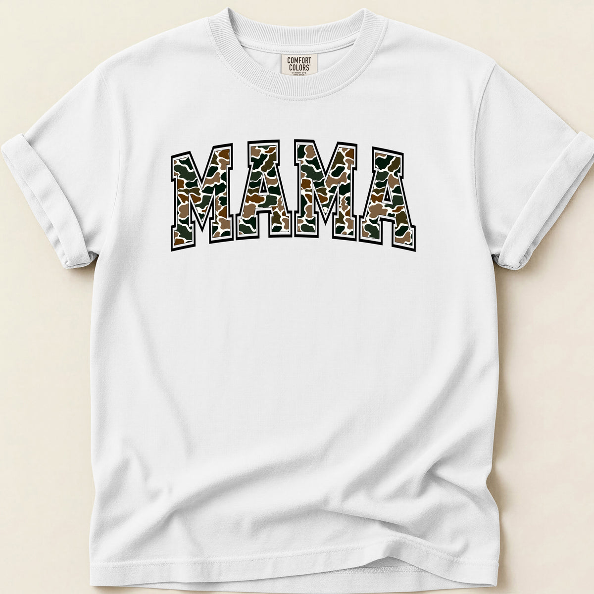 Retro Camo Mama T-shirt on White