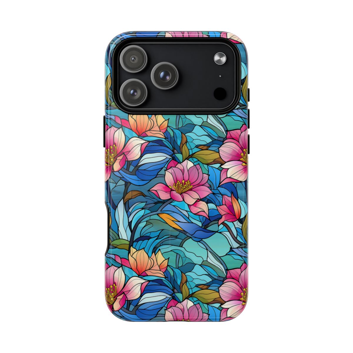 Stained Glass Pink Flowers Magnetic Case
