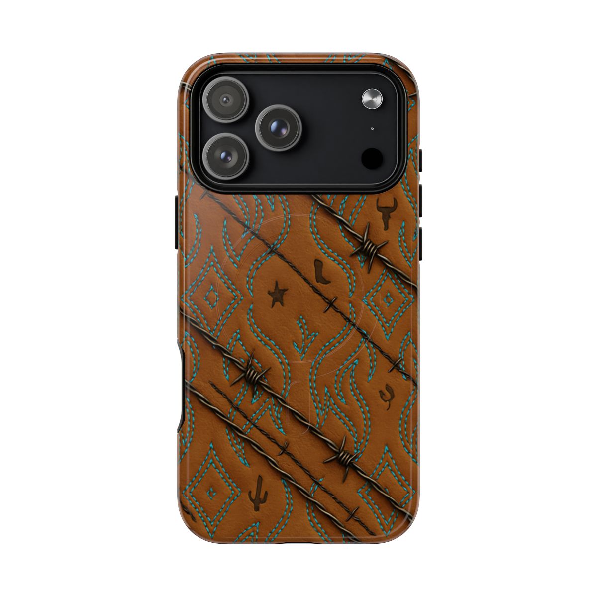 Tan + Turquoise Barbed Wire Magnetic Case