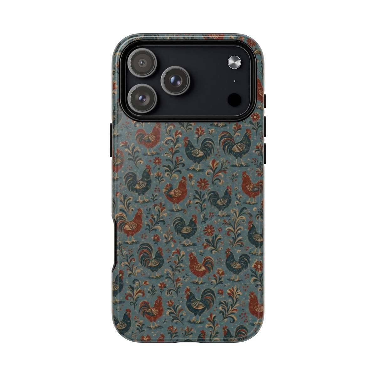 Teal Folk Roosters Magnetic Case - iPhone 18 Pro Max
