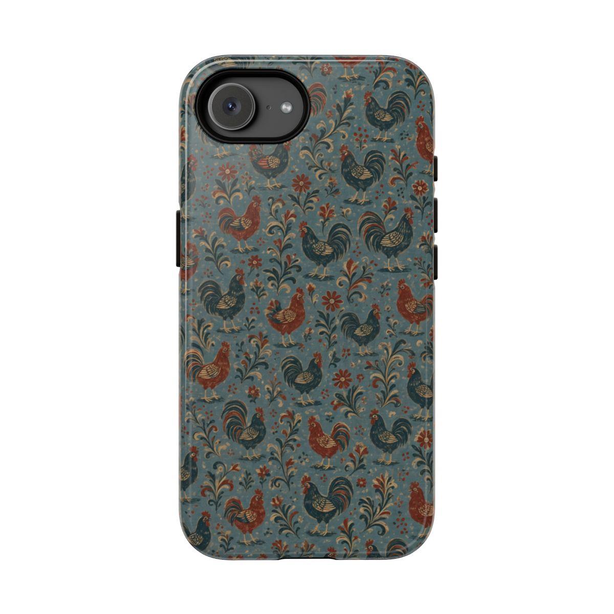 Teal Folk Roosters Tough Case - iPhone 16e