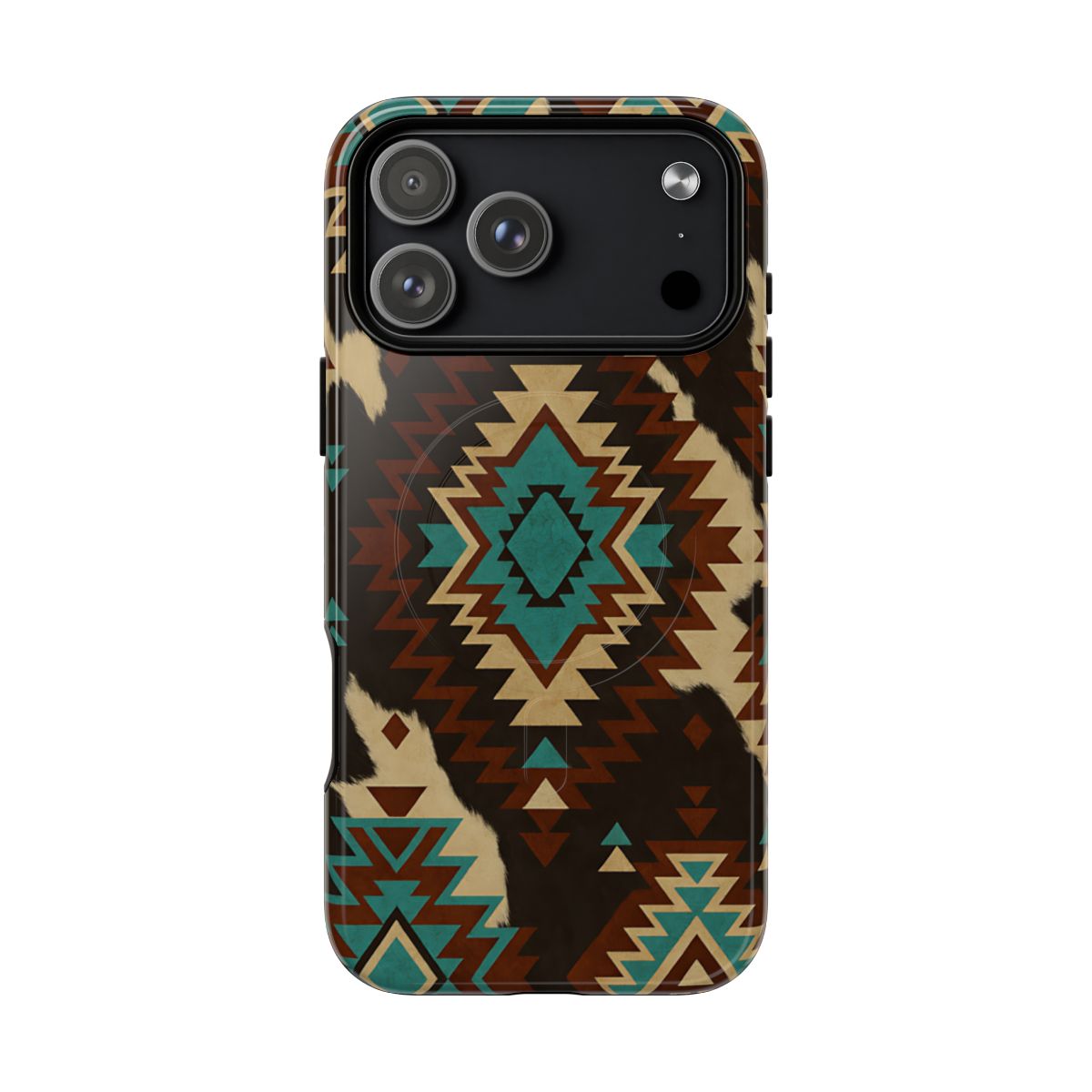 Turquoise Aztec + Cowhide Magnetic Case