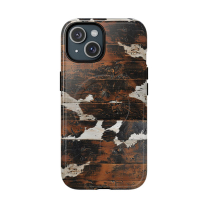 Wooden Cowhide Bull Skull Magnetic Case