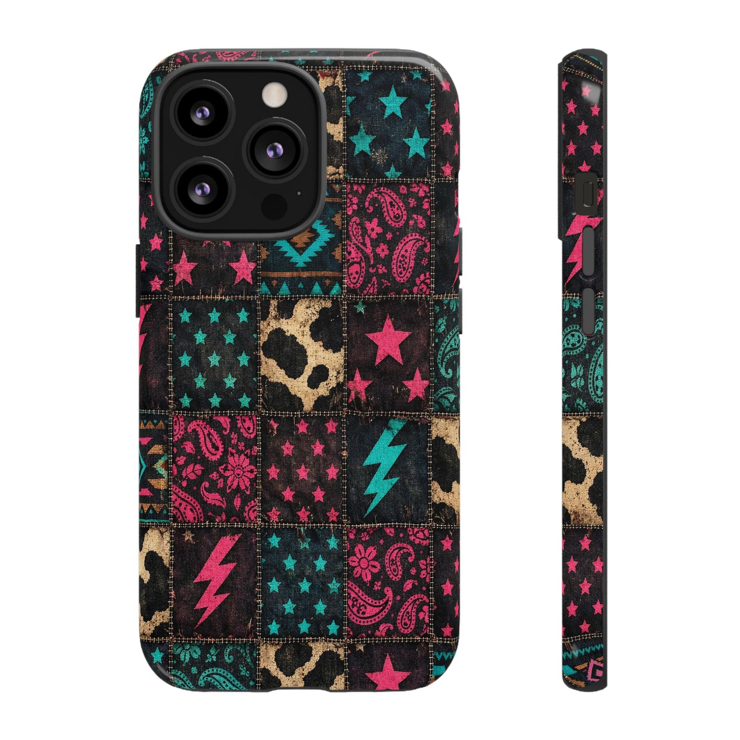 Neon Cowhide Patchwork Tough Case