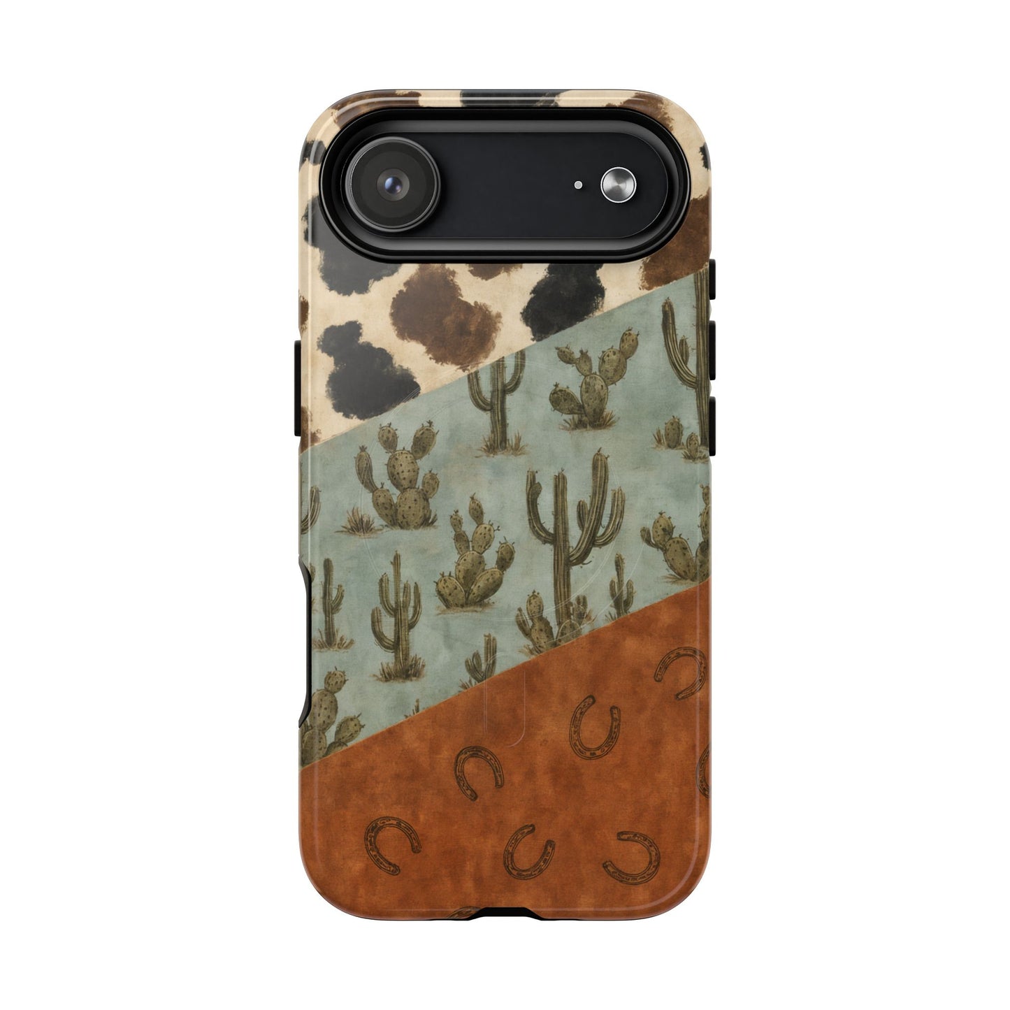 Cowhide Turquoise Cactus Magnetic Case