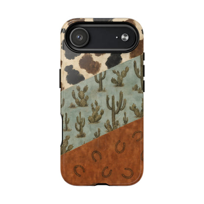 Cowhide Turquoise Cactus Magnetic Case