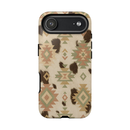 Neutral Aztec + Cowhide Tough Phone Case