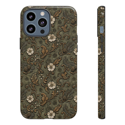 Sage Tooled Roses Tough Case