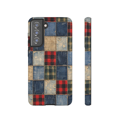 Denim Plaid Patchwork Tough Case