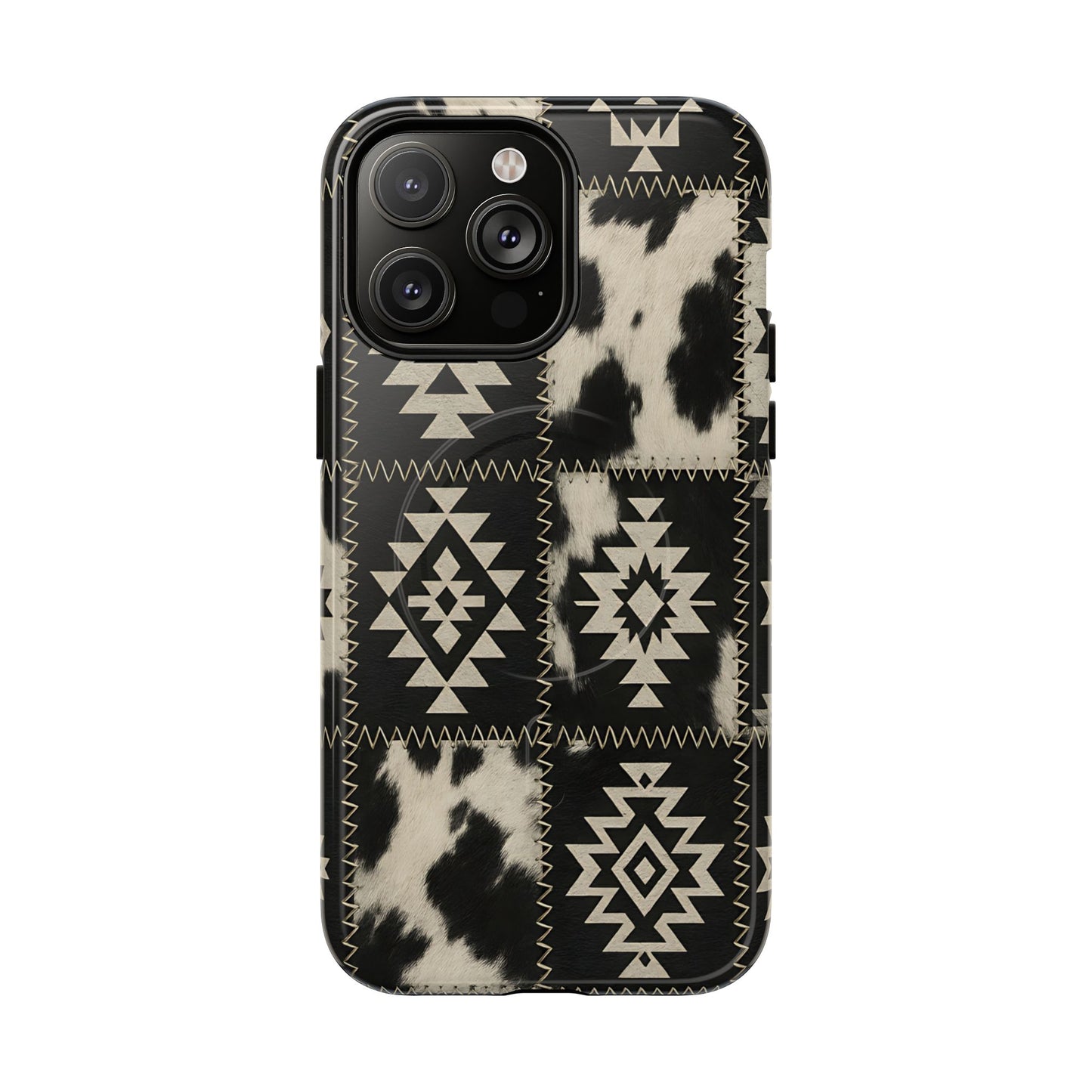 Black Aztec Patchwork Magnetic Case