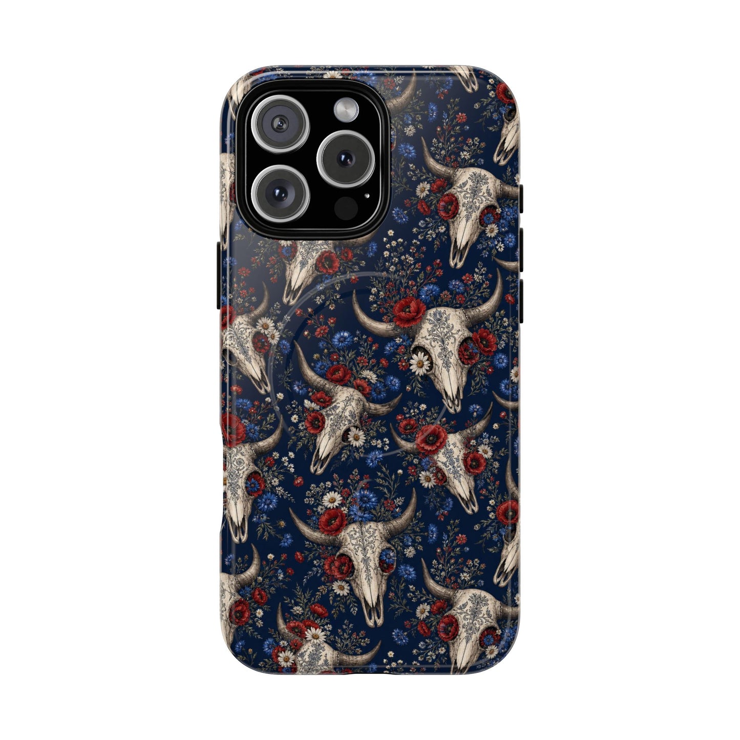 Patriotic Floral Skulls Magnetic Case