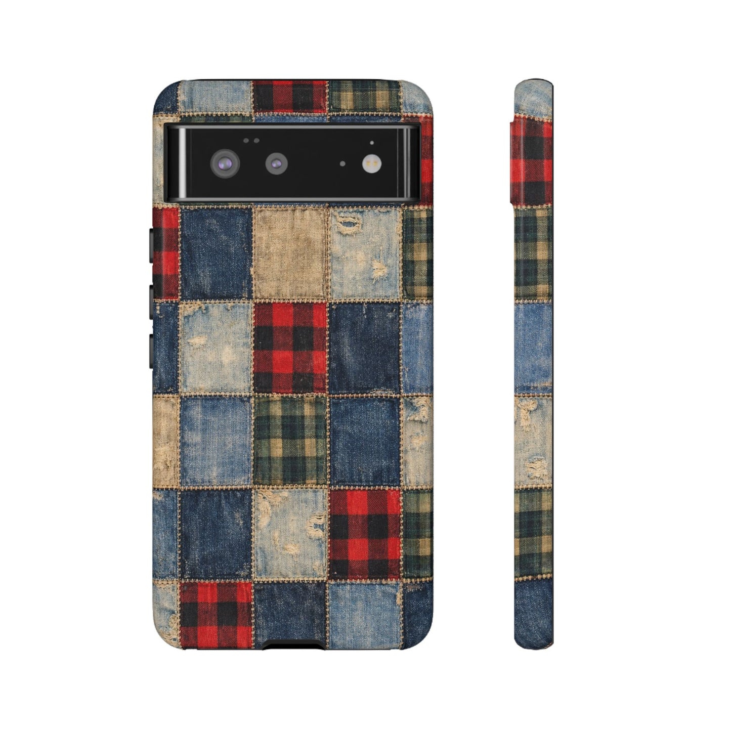Denim Plaid Patchwork Tough Case