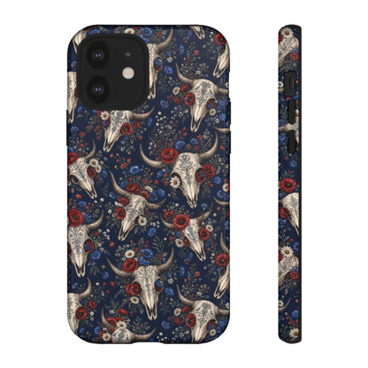 Patriotic Floral Skulls Tough Case