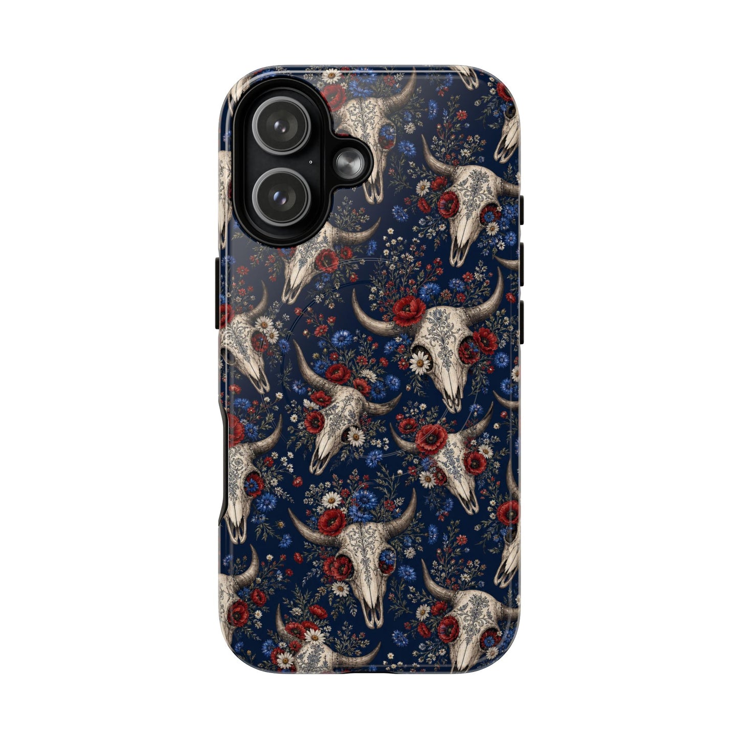 Patriotic Floral Skulls Magnetic Case