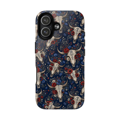 Patriotic Floral Skulls Magnetic Case