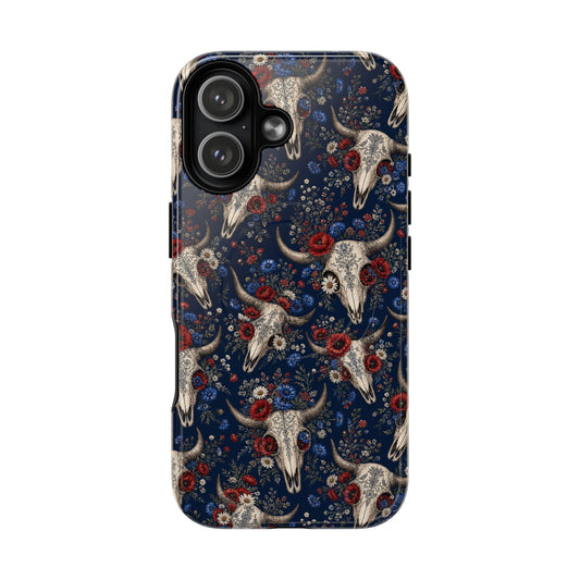 Patriotic Floral Skulls Magnetic Case