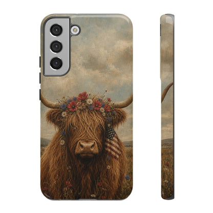 Patriotic Highland Cow Tough Case