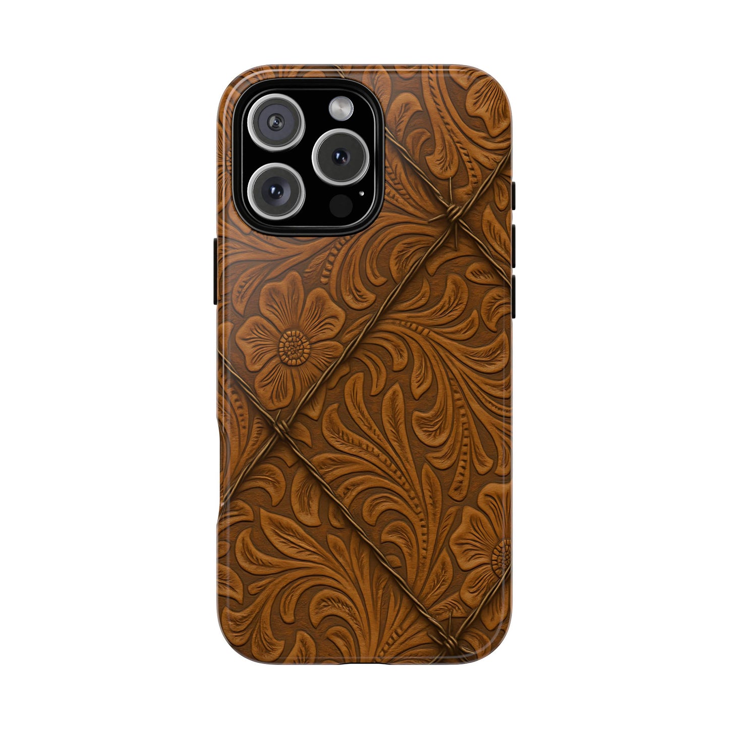 Faux Tooled Tan Barbed Wire Tough Phone Case