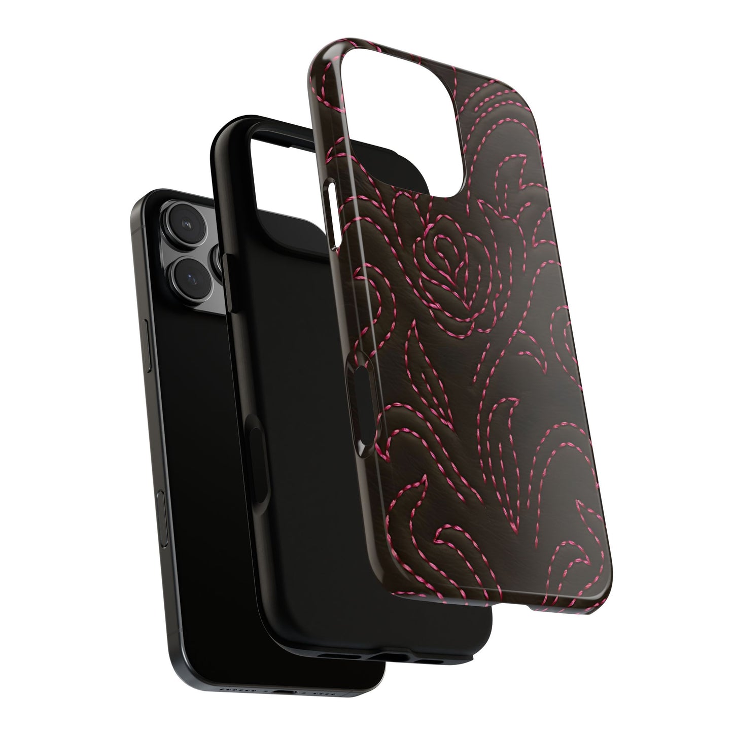 Pink on Black Stitch Tough Phone Case