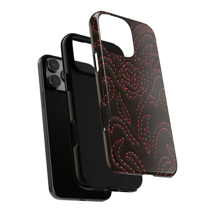 Pink on Black Stitch Tough Phone Case
