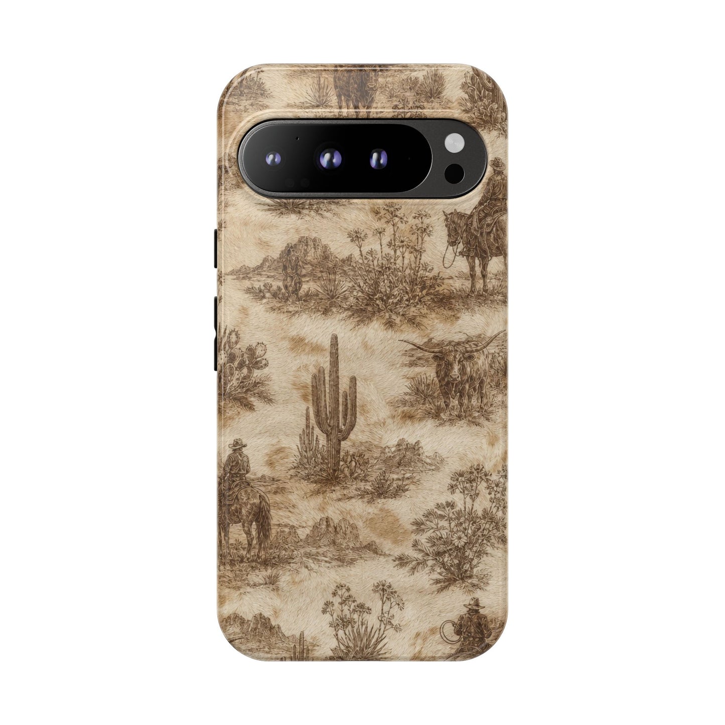 Ivory Cowhide Toile Tough Case