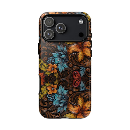 Floral Wood-Print Tough Phone Case