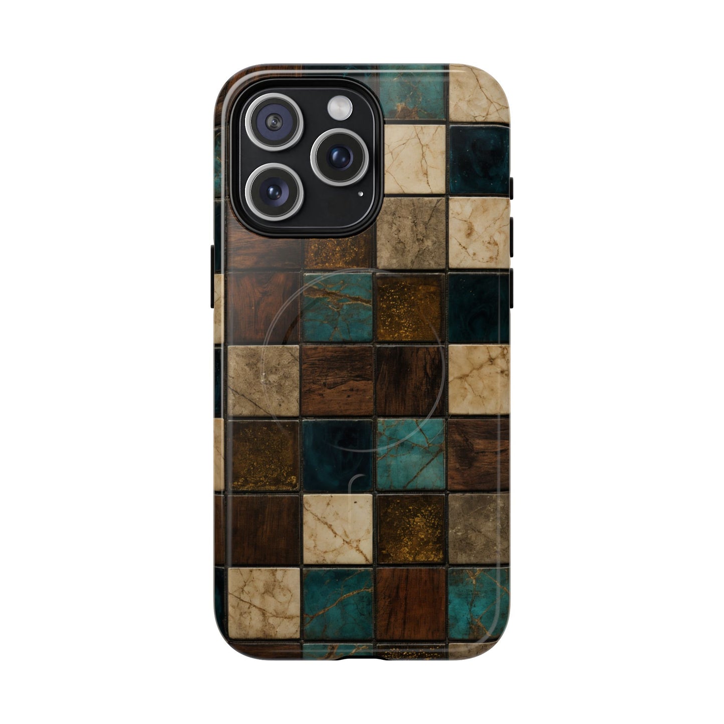 Teal Walnut Tile Magnetic Case