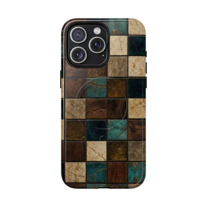 Teal Walnut Tile Magnetic Case