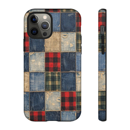 Denim Plaid Patchwork Tough Case