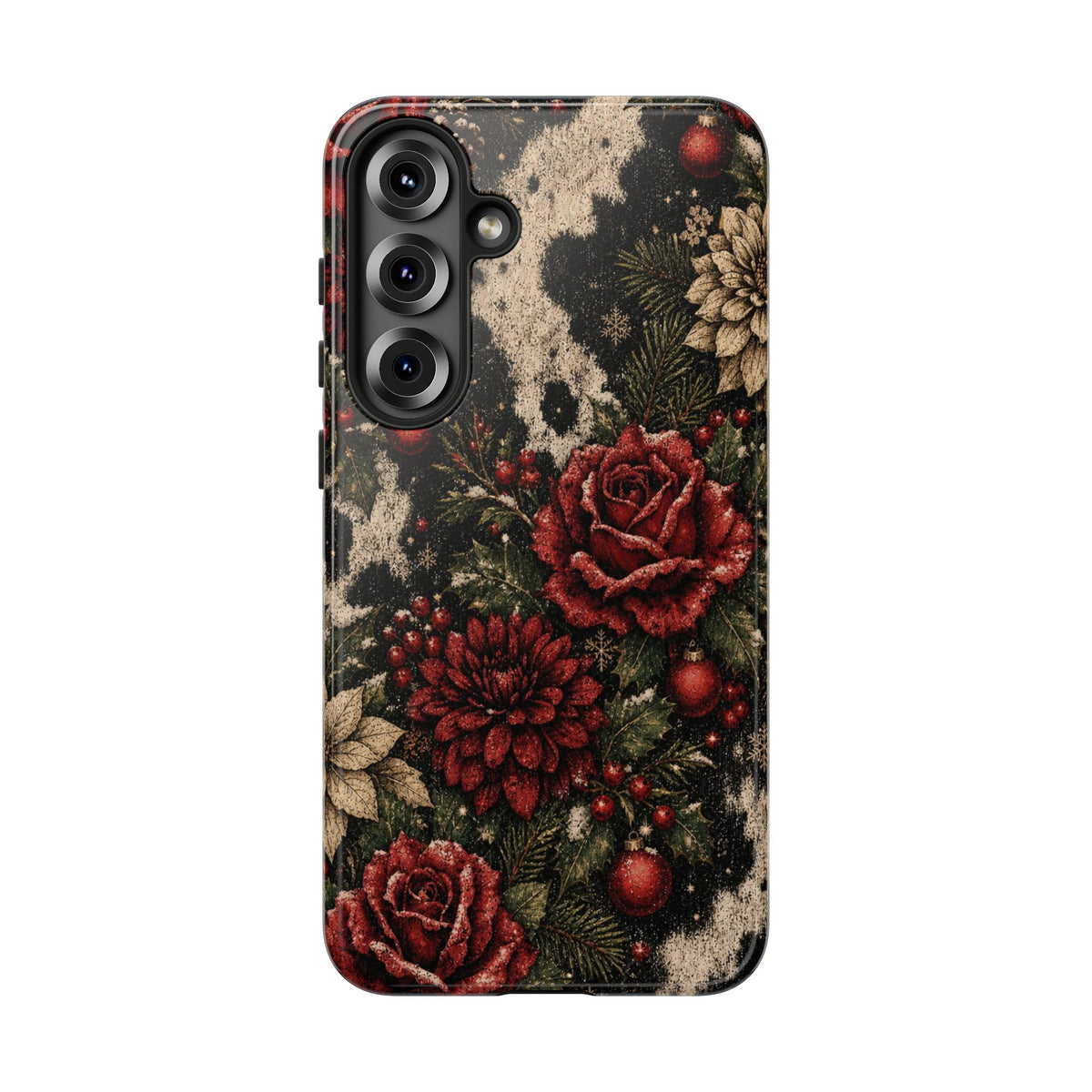 Cowhide Christmas Roses Tough Case