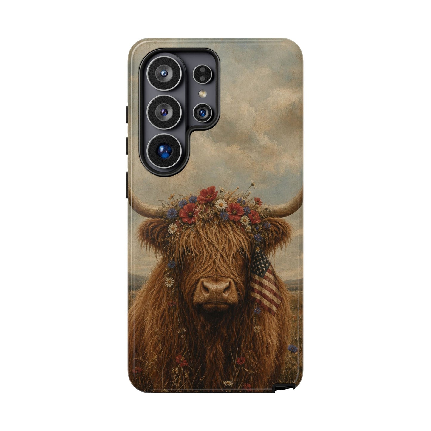 Patriotic Highland Cow Tough Case