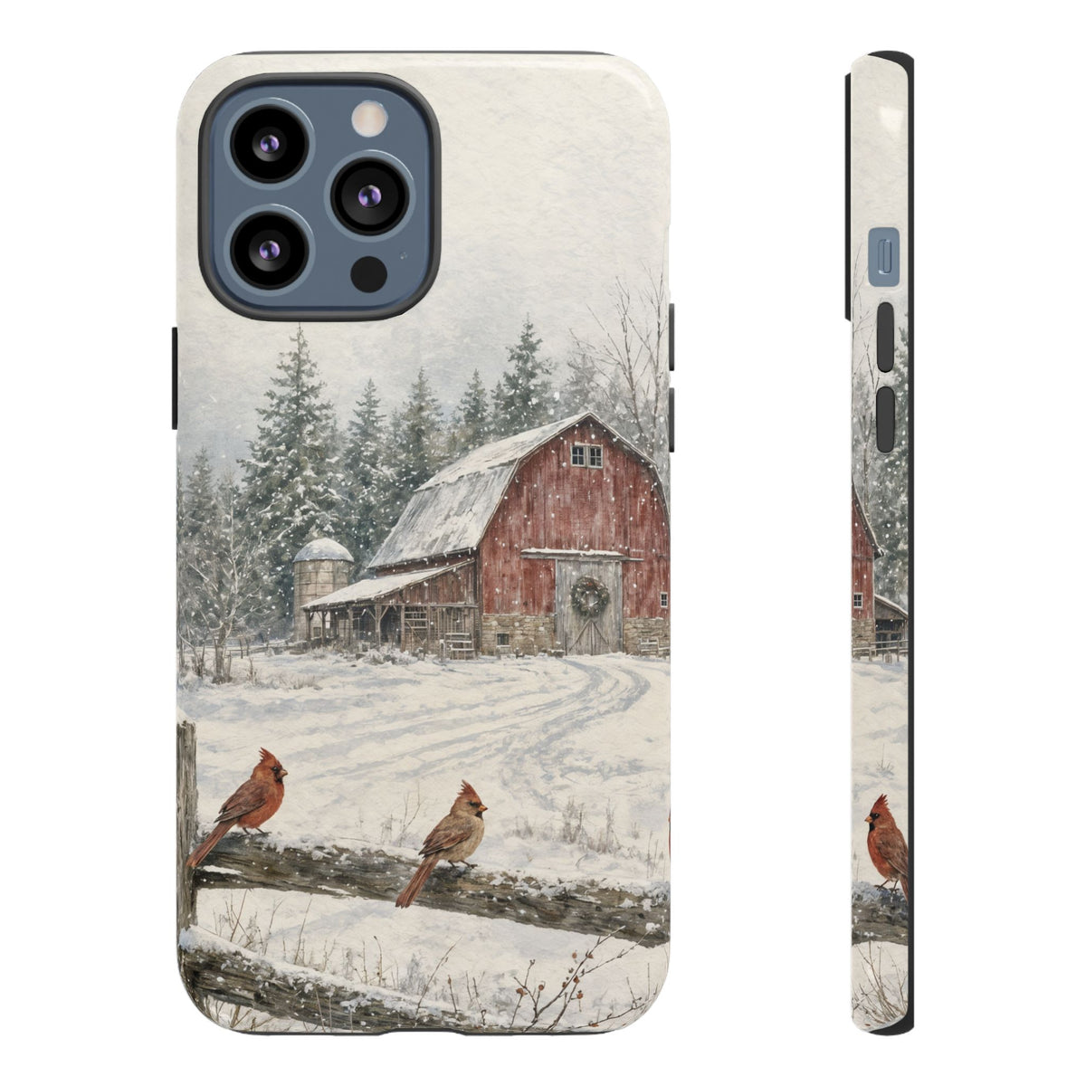 Snowy Red Barn Tough Case