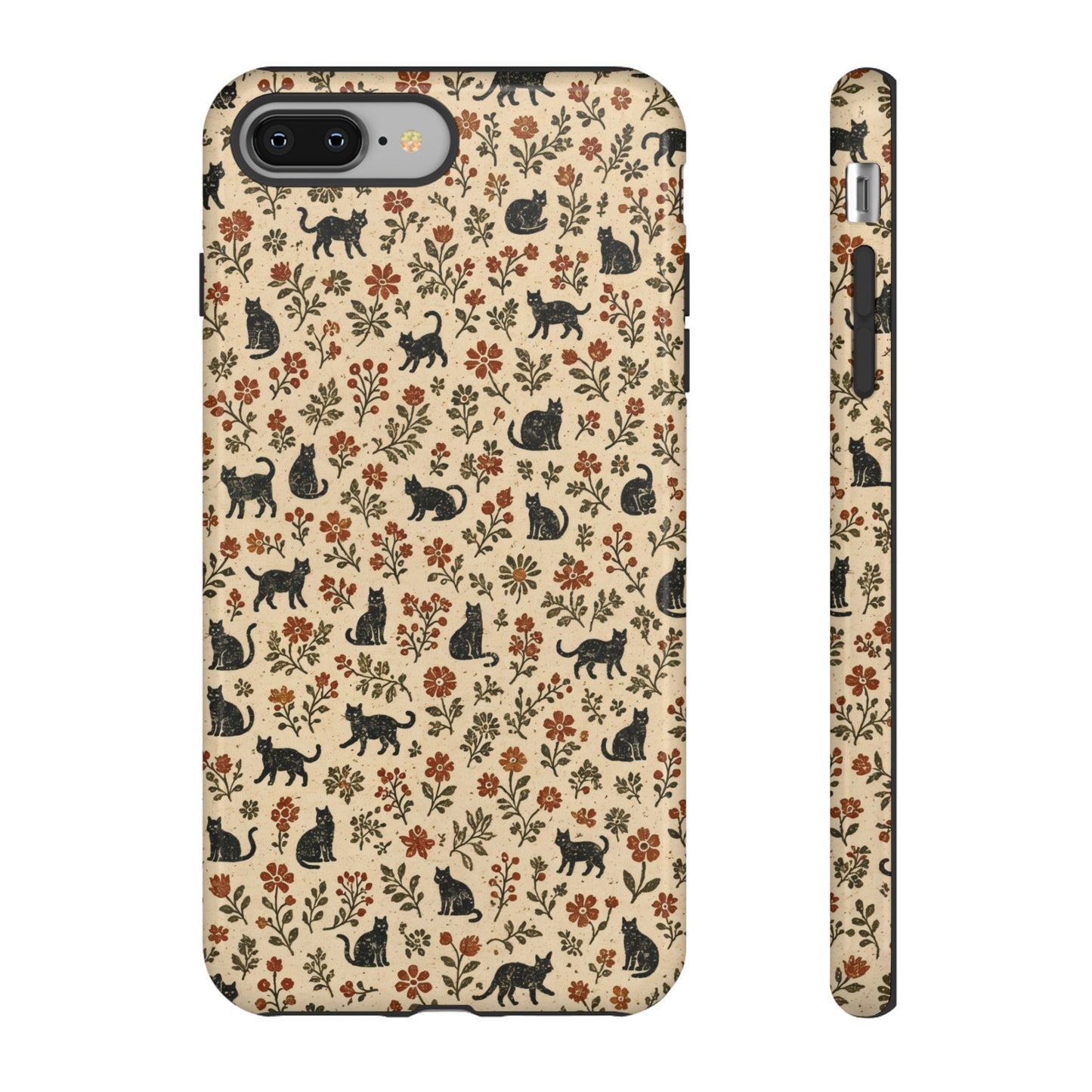 Black Cat Floral Tough Case