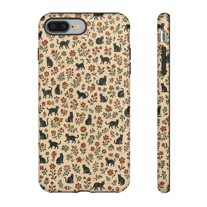 Black Cat Floral Tough Case