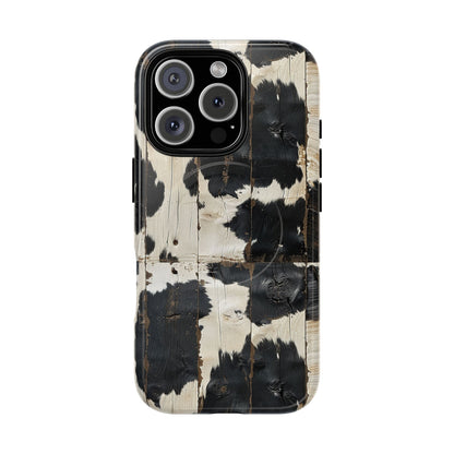 Black Wooden Cowhide Magnetic Case