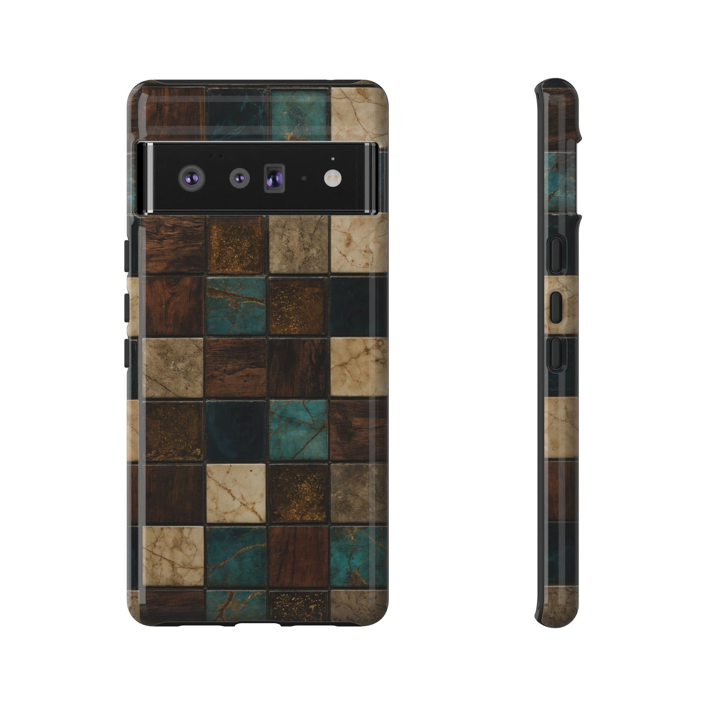 Teal Walnut Tile Tough Case