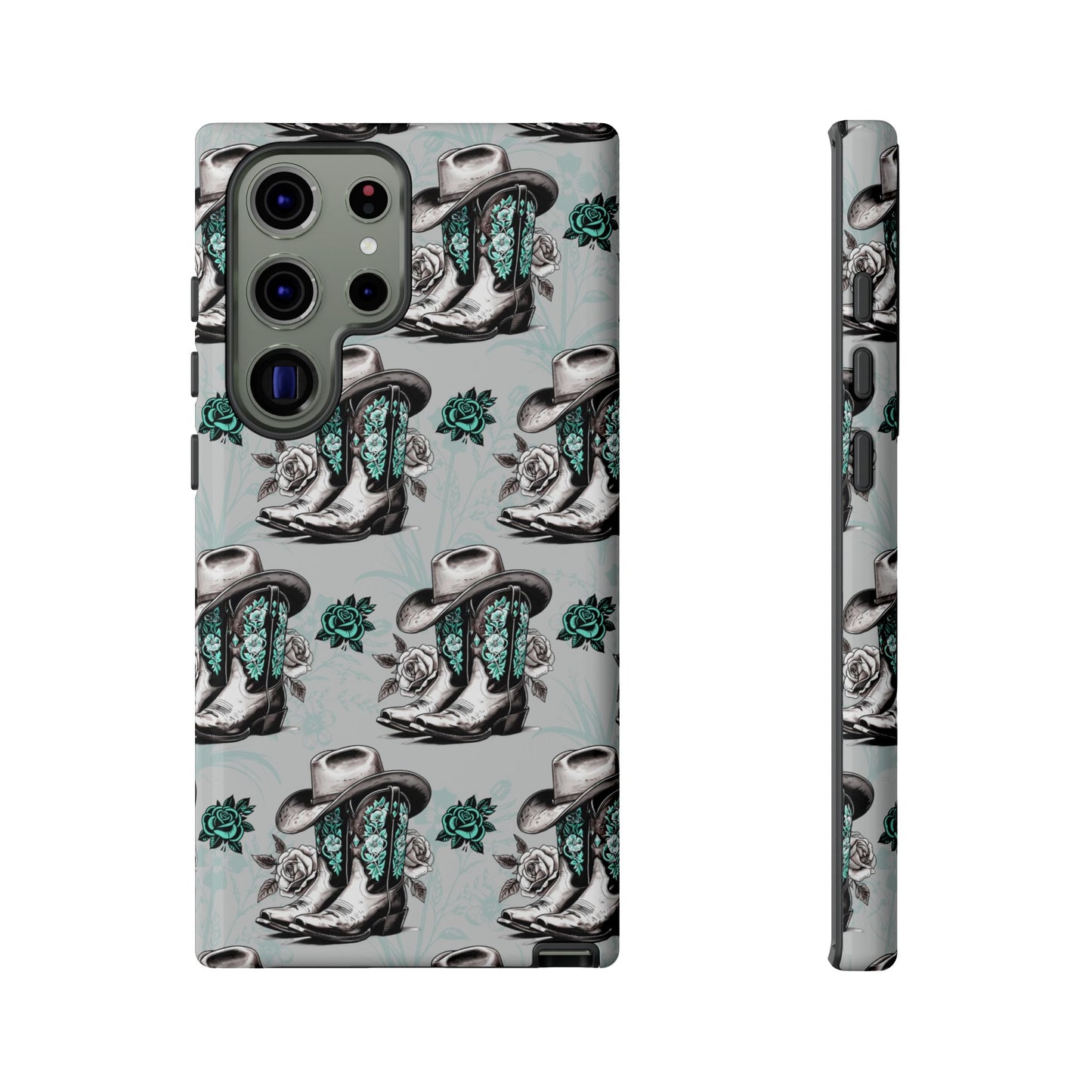 Teal Floral Boots Tough Case