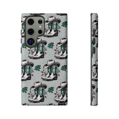 Teal Floral Boots Tough Case