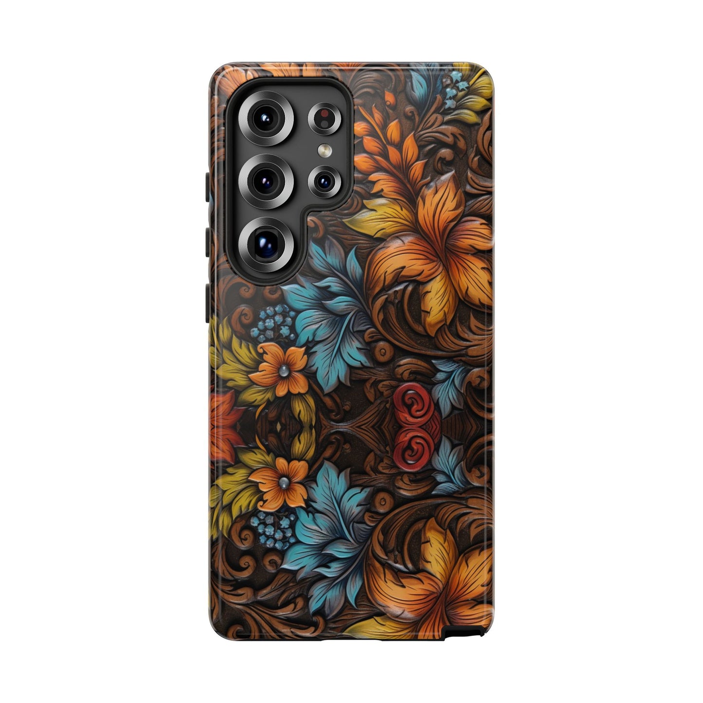 Floral Wood-Print Tough Phone Case
