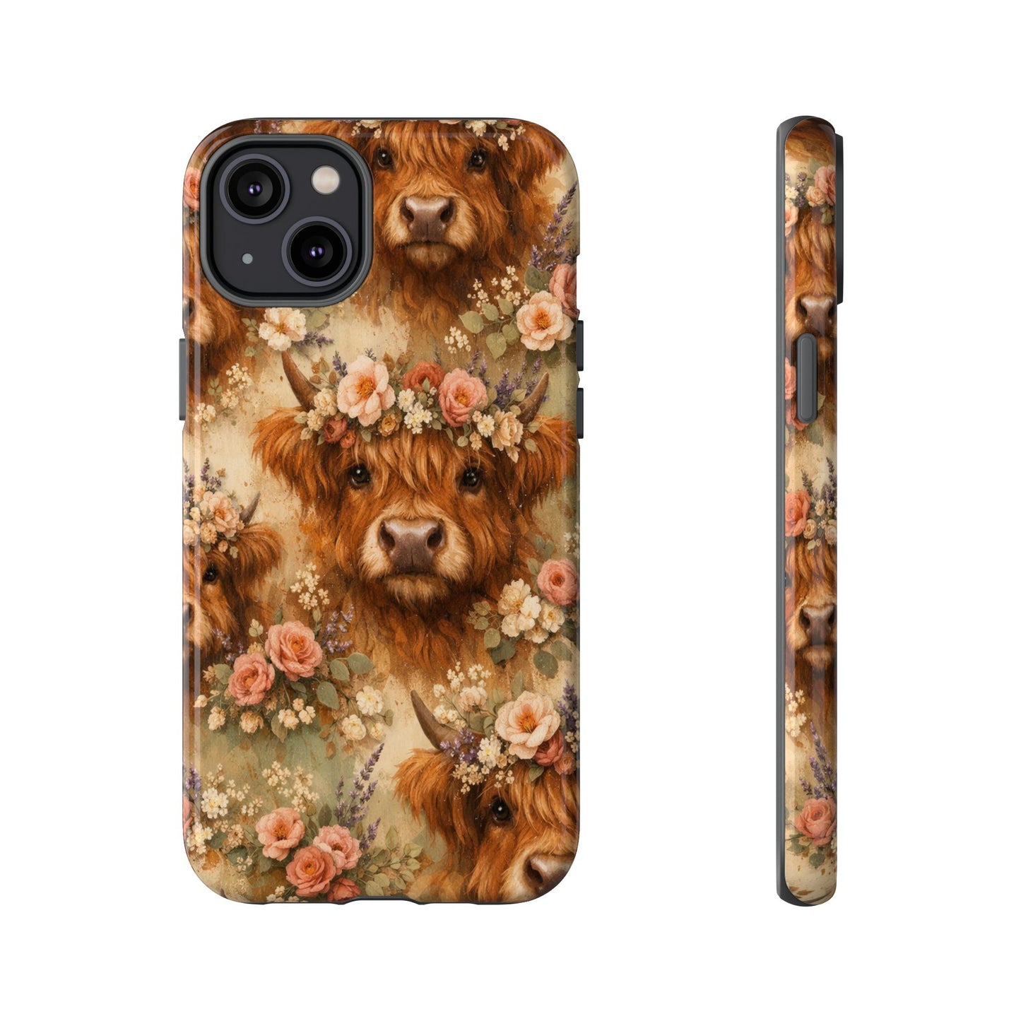 Floral Highland Cow Tough Case