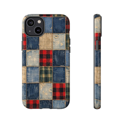 Denim Plaid Patchwork Tough Case