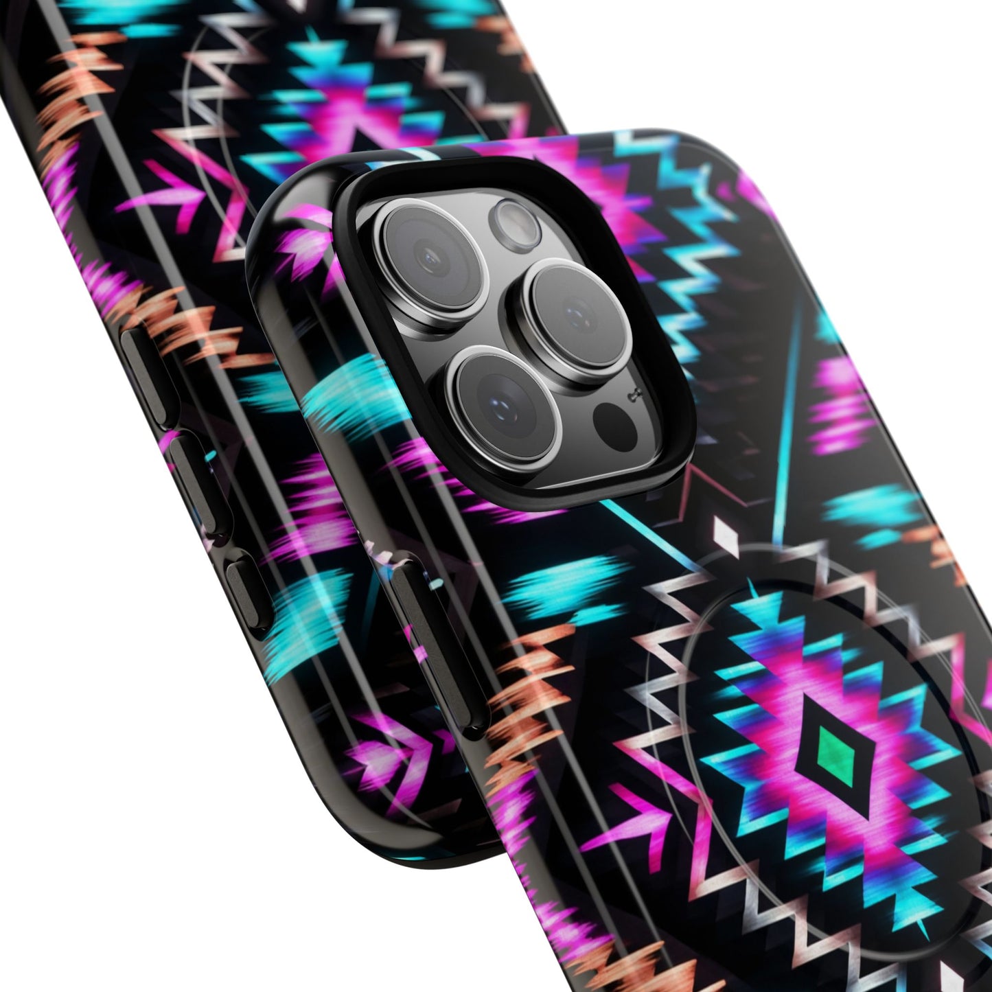 Black Neon Aztec Rug Magnetic Case