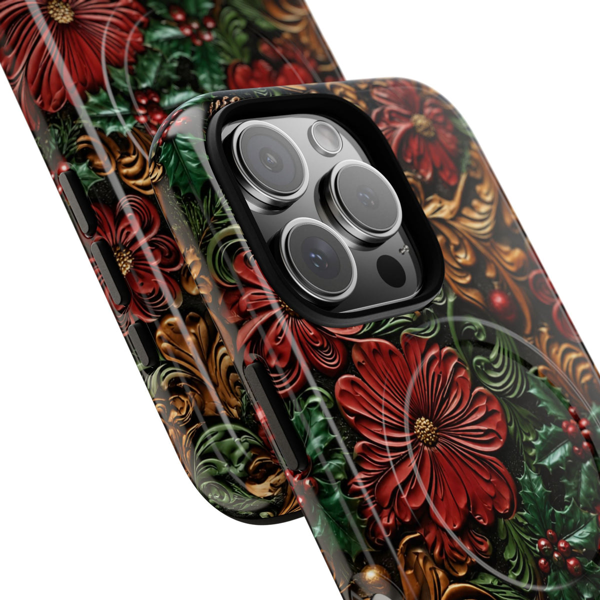 Tooled Christmas Blooms Magnetic Case