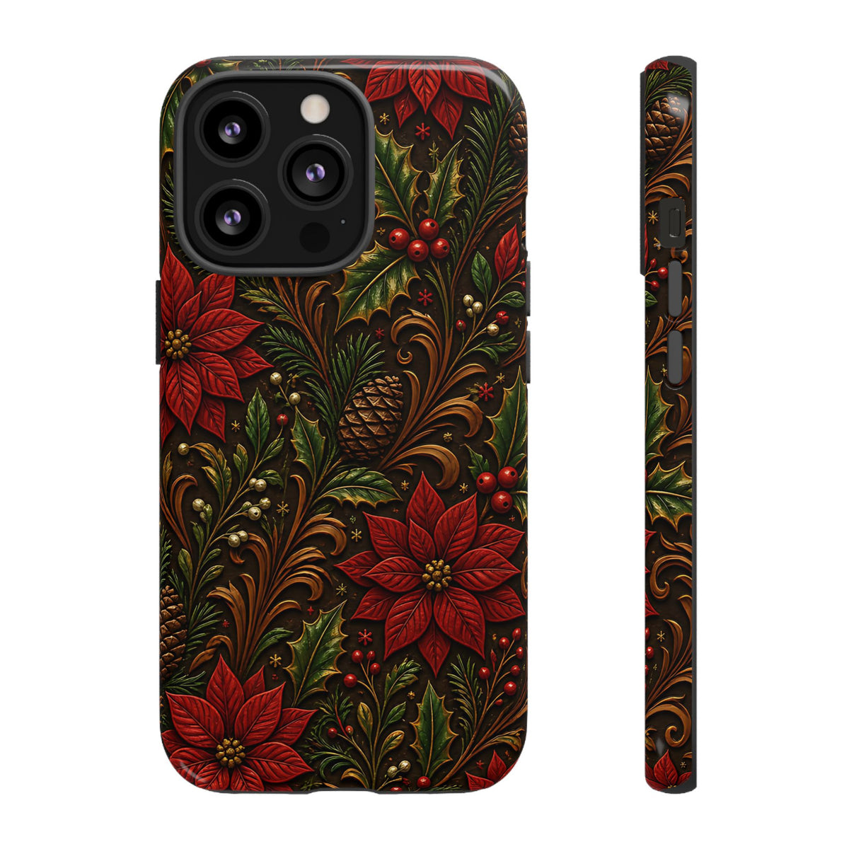 Carved Christmas Holly Tough Case