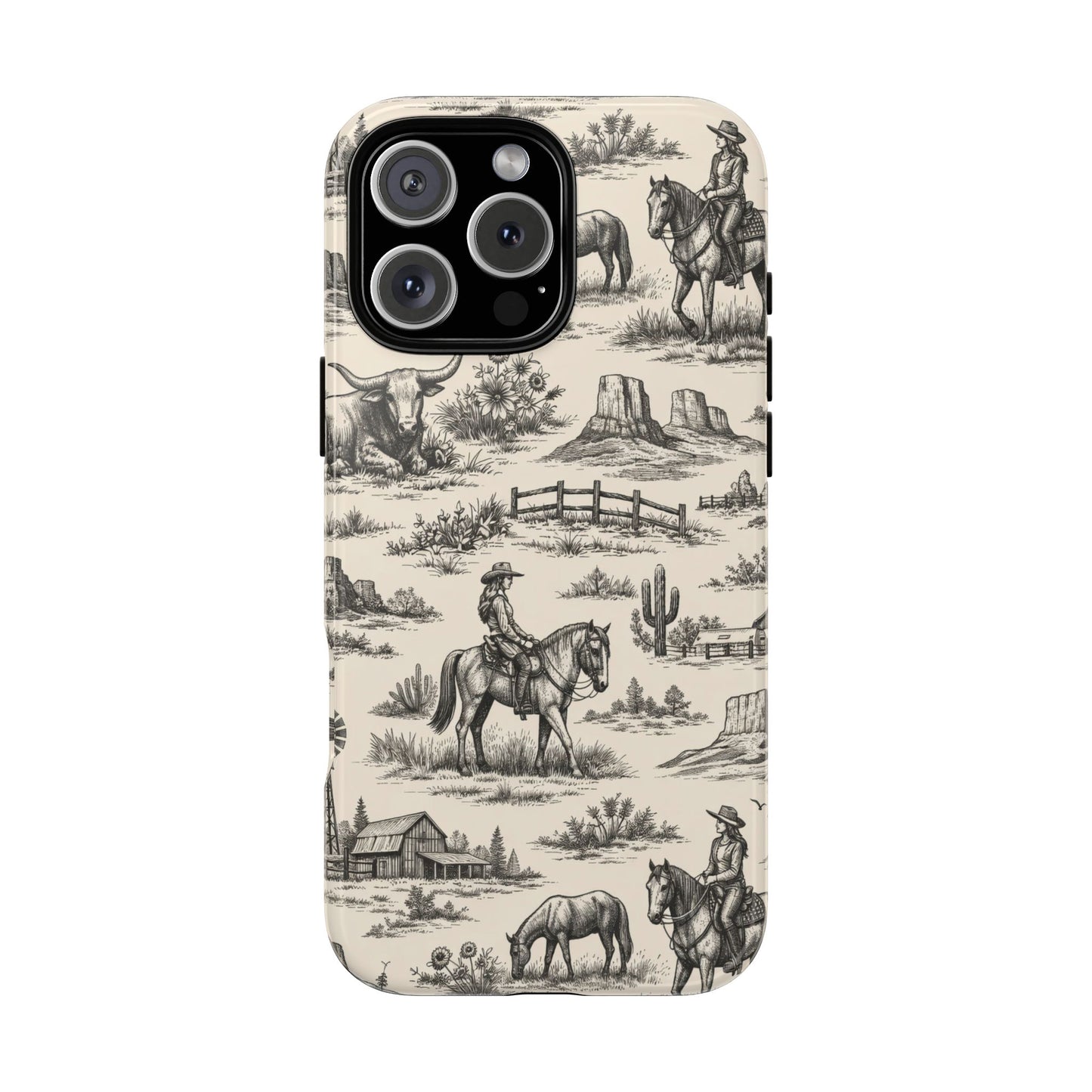 Western Toile Black Tough Case