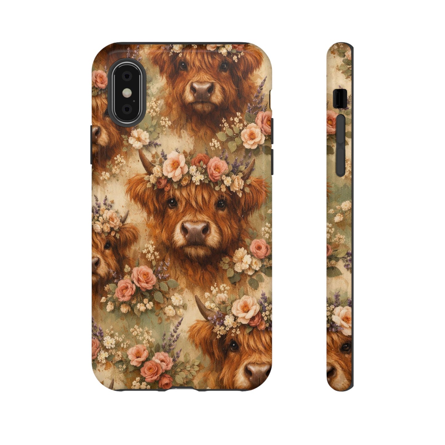 Floral Highland Cow Tough Case